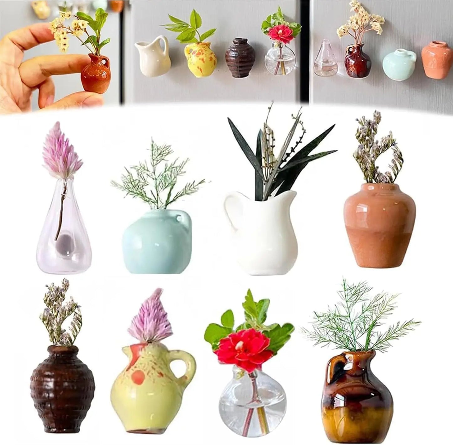 FloraDots - Keramische mini vaas magneten